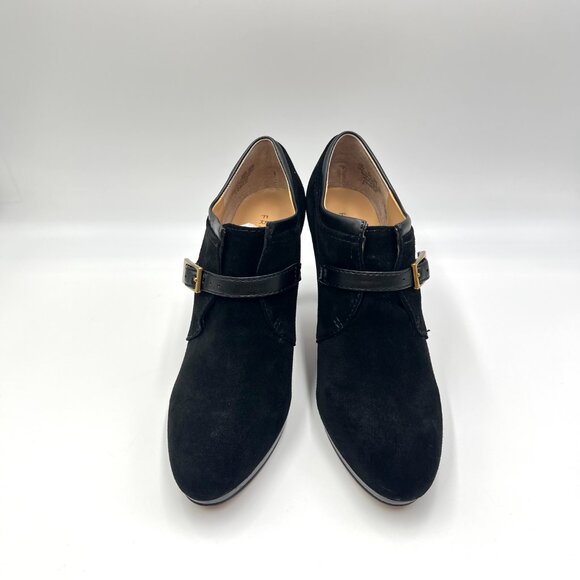 Franco Sarto Sabelle Black Suede Leather Booties Shooties Heels Pumps Shoes - Picture 2 of 14